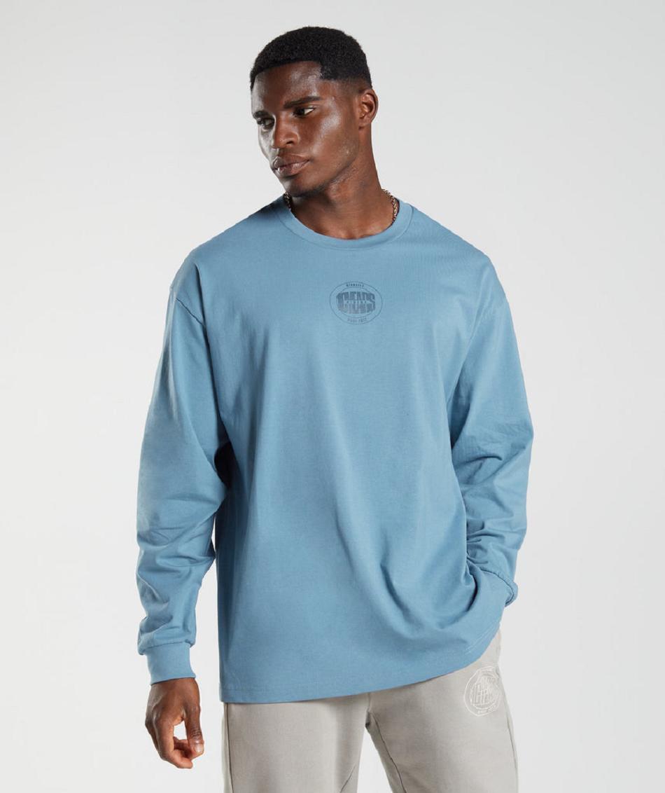 Long Sleeve Gymshark Gs10 Year Oversized Hombre Azules | CO 3489LIS